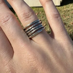 James Avery Sterling Silver Stacked Hammer Ring Sz 7